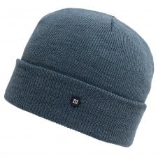 Slate Blue Fine Knitted Beanie Hat with Rubber Tresanti Logo