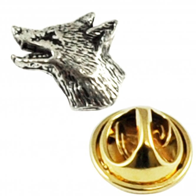 Small Fox Head English Pewter Lapel Pin Badge