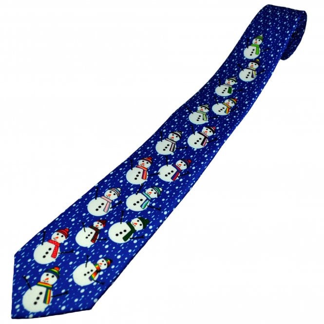 Snowman Blue Christmas Tie