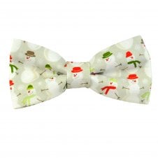 Snowmen in Colourful Hats Cotton Christmas Men's Bow Tie
