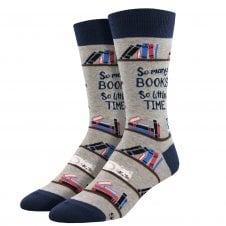 "So Many Books So Little Time" Grey Luxury Men's Socks