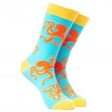 "Soctopus" Octopus Light Blue Combed Cotton Rich Socks