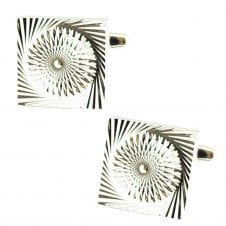 Spiral Etched Finish Silver Cufflinks