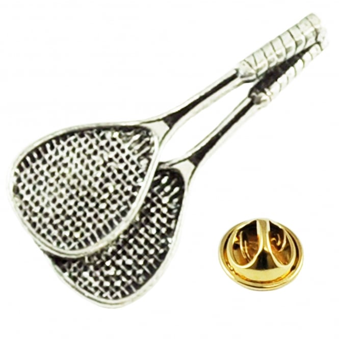 Squash Rackets English Pewter Lapel Pin Badge