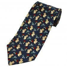 Squirrel Navy Blue Silk Men's Novelty Tie