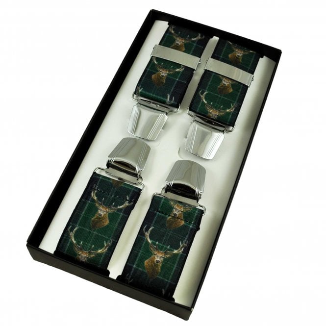 Stag Green Checked Men's Trouser Braces