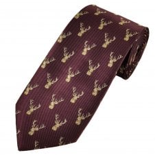 Stag Head Maroon Men's Tie