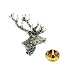 Stag's Head English Pewter Lapel Pin Badge