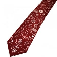 Structure of Atom Burgundy Novelty Science Tie