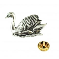 Swan English Pewter Lapel Pin Badge