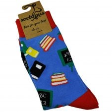 "Teacher's Pet" Books & Blackboard Combed Cotton Rich Socks