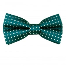 Teal Green & White Polka Dot Men's Bow Tie