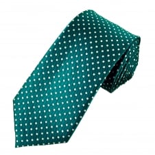 Teal Green & White Polka Dot Men's Tie