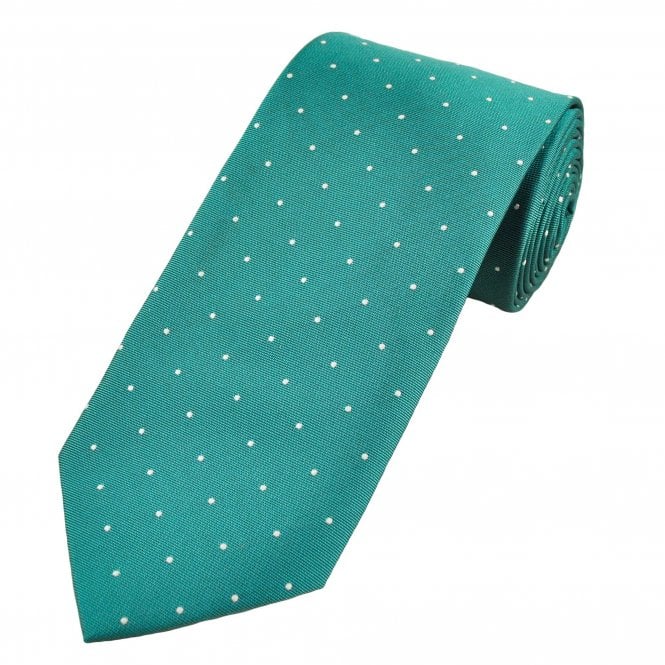 Teal & White Polka Dot Men's Tie