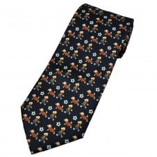 Teddy Bears Playing Football Navy Blue Men's Novelty Tie
