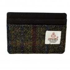 The Brenais Collection Green & Red Harris Tweed Credit Card Holder