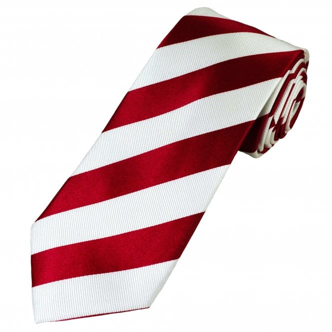 Tie Planet Gold Label Red & White Striped Silk Tie