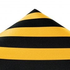 Ties Planet Gold Label Black & Gold Striped Silk Pocket Square Handkerchief