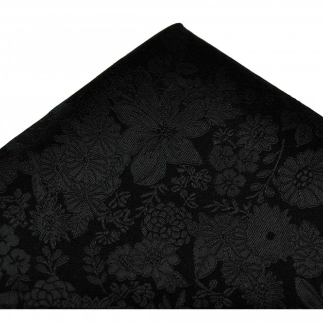  Gold Label Black Self Flower Pattern Pocket Square Handkerchief