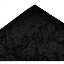 Ties Planet Gold Label Black Self Flower Pattern Pocket Square Handkerchief