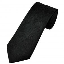 Ties Planet Gold Label Black Self Flower Patterned Men's Silk Tie