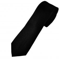 Ties Planet Gold Label Black Textured Luxury Silk Men's Skinny Tie