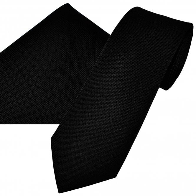 Ties Planet Gold Label Black Textured Luxury Silk Men's Tie & Pocket Square Handkerchief Set