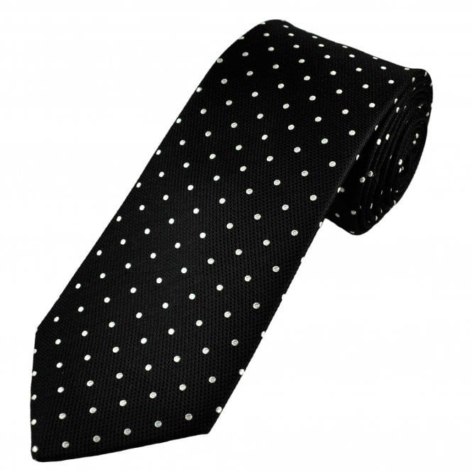  Black & White Polka Dot Men's Silk Tie