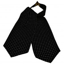 Ties Planet Gold Label Black & White Polka Dot Printed Silk Casual Cravat