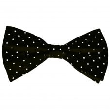 Ties Planet Gold Label Black & White Polka Dot Printed Silk Men's Bow Tie