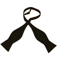 Ties Planet Gold Label Black & White Polka Dot Printed Silk Men's Self Tie Bow Tie