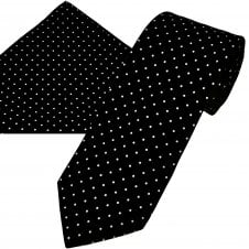 Ties Planet Gold Label Black & White Polka Dot Printed Silk Men's Tie & Pocket Square Set