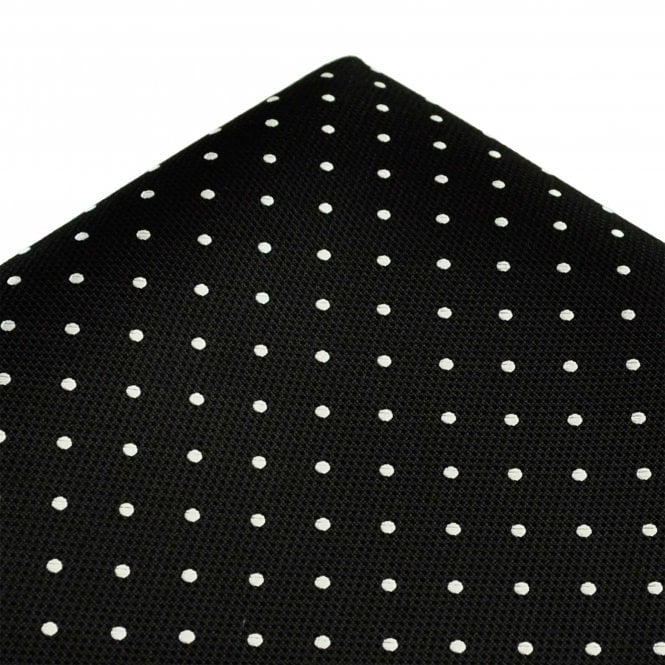  Gold Label Black & White Polka Dot Silk Pocket Square Handkerchief