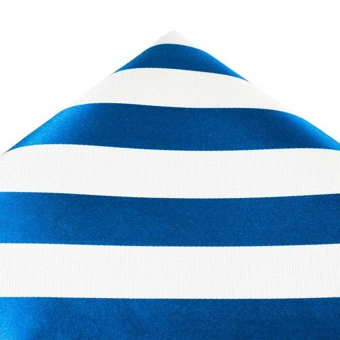  Gold Label Blue & White Striped Silk Pocket Square Handkerchief
