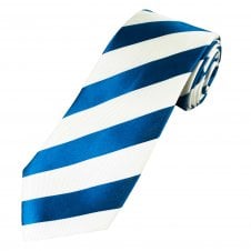 Ties Planet Gold Label Blue & White Striped Silk Tie