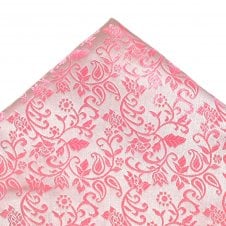 Ties Planet Gold Label Blush Pink Self Leaves Patterned Silk Pocket Square Handkerchief