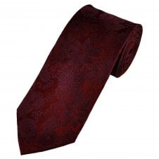 Ties Planet Gold Label Burgundy Self Flower Patterned Men's Silk Tie