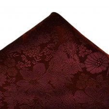 Ties Planet Gold Label Burgundy Self Flower Patterned Silk Pocket Square Handkerchief
