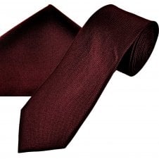 Ties Planet Gold Label Burgundy Textured Luxury Silk Men's Tie & Pocket Square Handkerchief Set