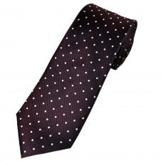 Ties Planet Gold Label Burgundy & White Polka Dot Men's Silk Tie