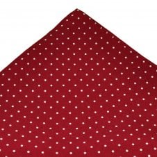 Ties Planet Gold Label Burgundy & White Polka Dot Printed Silk Pocket Square Handkerchief