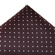 Ties Planet Gold Label Burgundy & White Polka Dot Silk Pocket Square Handkerchief