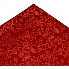 Ties Planet Gold Label Burnt Orange Self Leaves Patterned Silk Pocket Square Handkerchief 