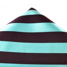 Ties Planet Gold Label Claret & Blue Striped Silk Pocket Square Handkerchief