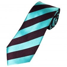 Ties Planet Gold Label Claret & Blue Striped Silk Tie