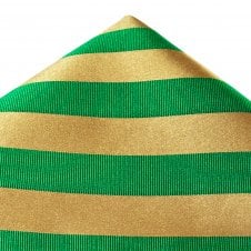 Ties Planet Gold Label Green & Gold Striped Silk Pocket Square Handkerchief