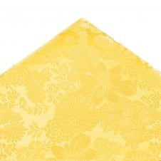 Ties Planet Gold Label Lemon Yellow Self Flower Patterned Silk Pocket Square Handkerchief