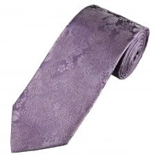 Ties Planet Gold Label Lilac Self Flower Patterned Men's Silk Tie