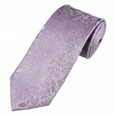 Ties Planet Gold Label Lilac Self Leaves Patterned Men's Silk Tie