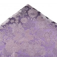 Ties Planet Gold Label Mauve Self Flower Patterned Silk Pocket Square Handkerchief